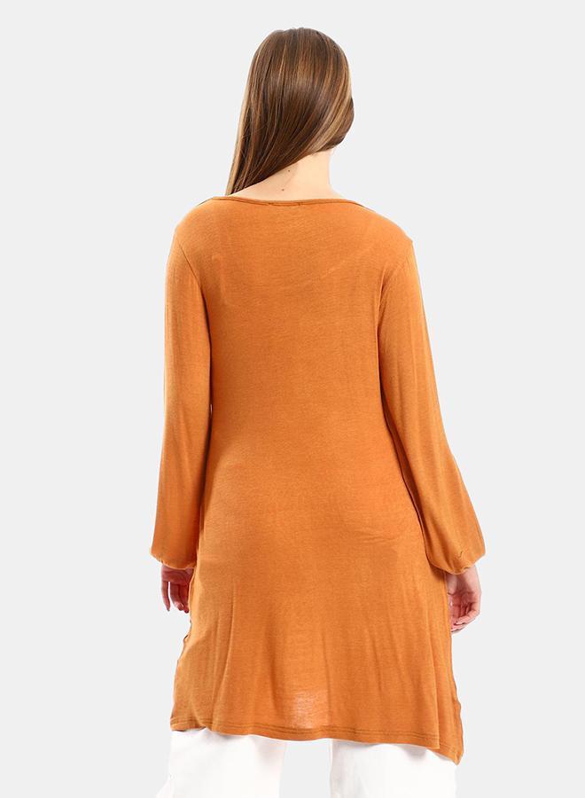 kady Jamila Women Wide Round Collar Tunic With Sided Sleeves Slits ,mustard-XXL - Image 3