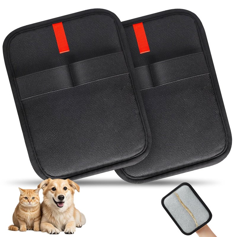INABULETWO 2 Pcs Pet Hair Removal Gloves Reusable Electrostatic Pet Cat Dog Hair Remover Grooming Gloves Brush Tool for Couch Furniture Carpet Car Seat 2 Pack Black - Image 2
