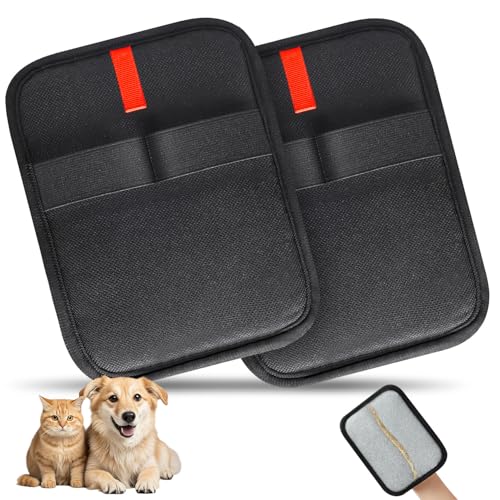 INABULETWO 2 Pcs Pet Hair Removal Gloves Reusable Electrostatic Pet Cat Dog Hair Remover Grooming Gloves Brush Tool for Couch Furniture Carpet Car Seat 2 Pack Black - Image 1