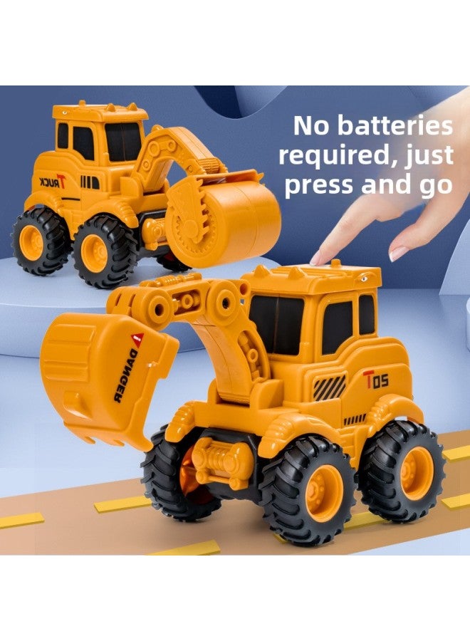 Children Press Car Boy 3 Inertia Car 1-2 Years Old Baby Excavator Engineering Car Toy Car 5-6-Color:Enlarged And Thickened Press Slide-road Press 125a  - Image 2