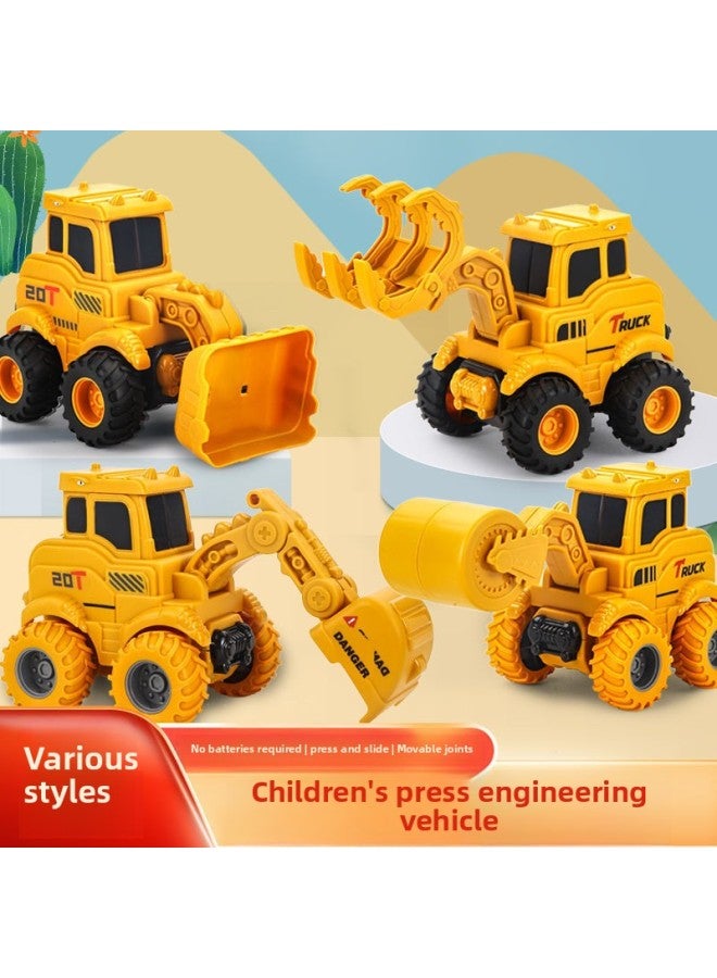 Children Press Car Boy 3 Inertia Car 1-2 Years Old Baby Excavator Engineering Car Toy Car 5-6-Color:Enlarged And Thickened Press Slide-road Press 125a  - Image 4