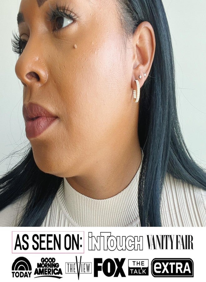 Cate & Chloe Grace 18k Yellow Gold 19mm Hoop Earrings with Round Cut Simulated Diamond Crystals, Lightweight Hypoallergenic Jewelry for Women, Gift for Her - Image 3