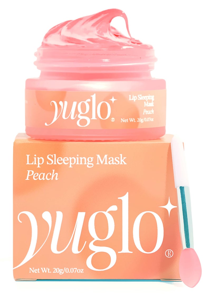 YUGLO Lip Sleeping Mask Peach Flavor Hydrating Soothing Lip Treatment for Dry Chapped Lips Plumps Moisturizes Overnight Lip Repair