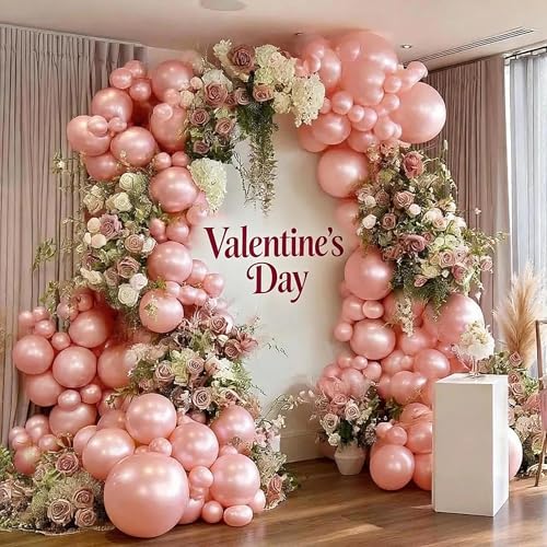 HIBAOpati Pink Balloon Garland Double Stuffed Dusty Rose Blush Pink Balloons Different Sizes 18125in Pearl Balloon Arch Kit for Birthday Wedding Bridal Baby Shower Love Party Decor - Image 1