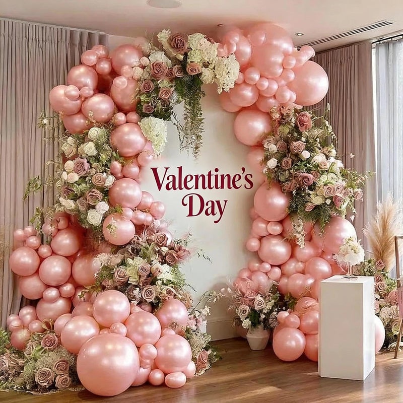 HIBAOpati Pink Balloon Garland Double Stuffed Dusty Rose Blush Pink Balloons Different Sizes 18125in Pearl Balloon Arch Kit for Birthday Wedding Bridal Baby Shower Love Party Decor - Image 3