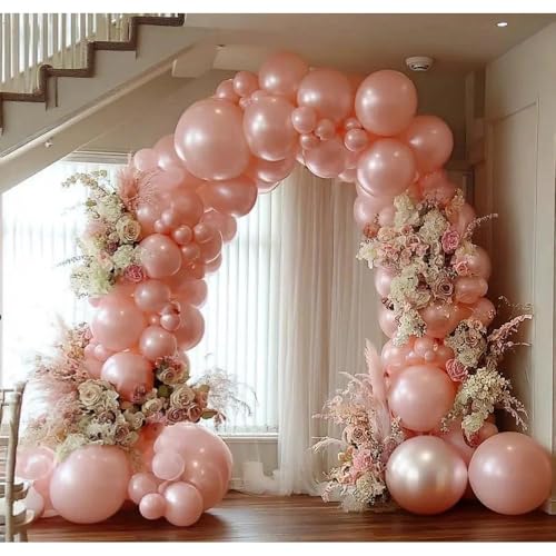 HIBAOpati Pink Balloon Garland Double Stuffed Dusty Rose Blush Pink Balloons Different Sizes 18125in Pearl Balloon Arch Kit for Birthday Wedding Bridal Baby Shower Love Party Decor - Image 5