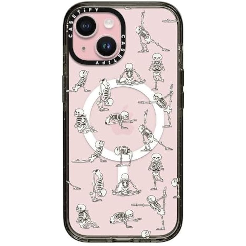 Casetify Impact Case for iPhone 15 【8.2ft 4X Military Grade Drop Protection/Compatible with Magsafe】 - Skeleton Yoga - Clear Black - Image 1