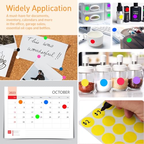 HASTHIP® 10 Sheets Colored Dot Stickers Self-Adhesive Labels, 6mm Round Colors for Toddlers Classroom Office Family Labeling Inventory Management - Image 3