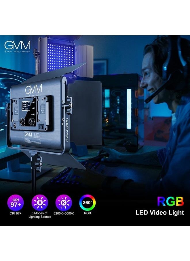 GVM Great Video Maker GVM RGB LED Video Light with Lighting Kits, 680RS 50W Led Panel Light with Bluetooth Control, 2 Packs Photography Lighting for YouTube Studio, Video Shooting, Gaming, Streaming, Conference  - Image 3