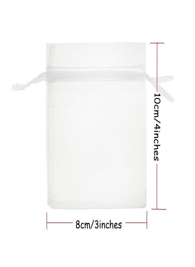 Volanic 50PCS 3X4 Inch Sheer Drawstring Organza Gift Bag Jewelry Pouch Party Wedding Favor Candy Bags Christmas White - Image 3