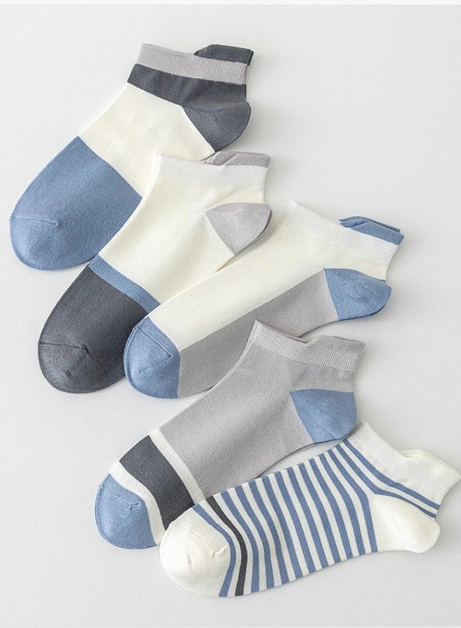 جوارب رجالية منخفضة الأعلى للكاحل مضادة للانزلاق، جوارب قطنية منعشة قابلة للتنفس، 5 أزواج من جوارب القارب مزيلة للعرق وممتصة للعرق، خفيفة الوزن ومبتكرة، جوارب غير مرئية - Image 2