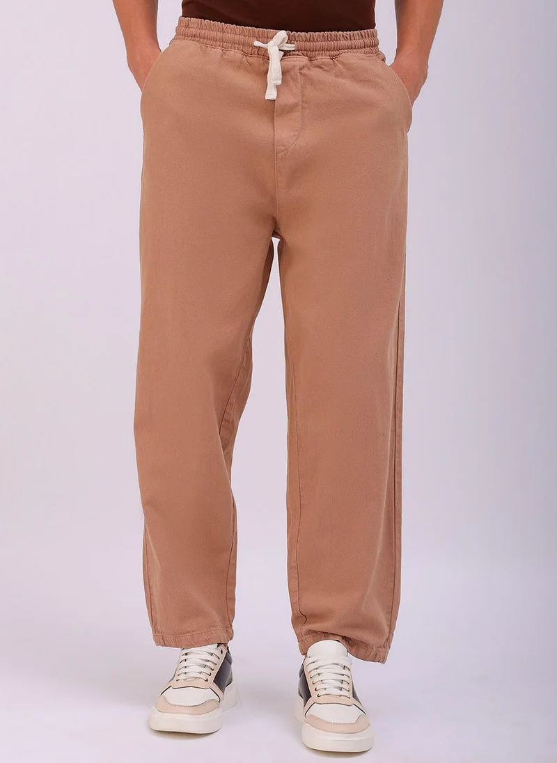 Men Bootcut Loose Fit Solid Mid-Rise Denim Joggers