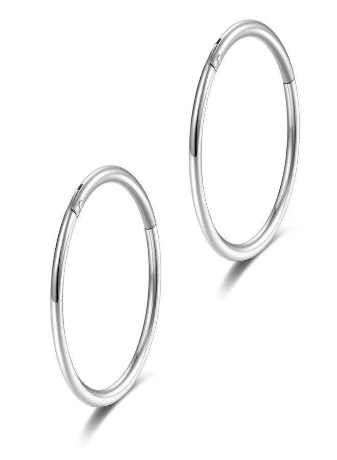 Lantine 18 gauge Small Nose Rings Hoops Grade 23 Titanium Hinged Seamless Rings Clicker Sleeper Top Cartilage Daith Rook Snug Tragus Piercing Hoop Earrings 7mm - Image 1