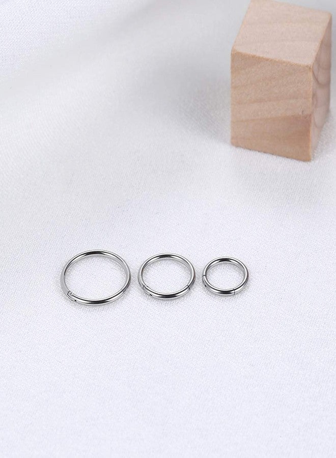 Lantine 18 gauge Small Nose Rings Hoops Grade 23 Titanium Hinged Seamless Rings Clicker Sleeper Top Cartilage Daith Rook Snug Tragus Piercing Hoop Earrings 7mm - Image 5