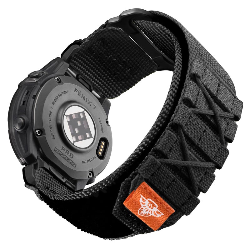 Bandletic حزام Bandletic متوافق مع Garmin Fenix 8 47mm 7 6 Pro 5 Plus، حزام نايلون تكتيكي متين لـ Instinct 3 2، أحزمة ساعة Quick Fit 22mm لـ Forerunner 970/965/955/945/Approach S62/S60/Epix 2 - Image 1