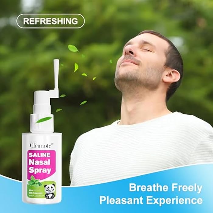Cleanote Saline Nasal Spray with Natural Mint. Daily Use/Congestion, 100 mL | Moisturizing Nose Spray for Dry Nose & Congestion Relief – Gentle, Drug-Free Isotonic Saline Solution. Original Packaging. - Image 4