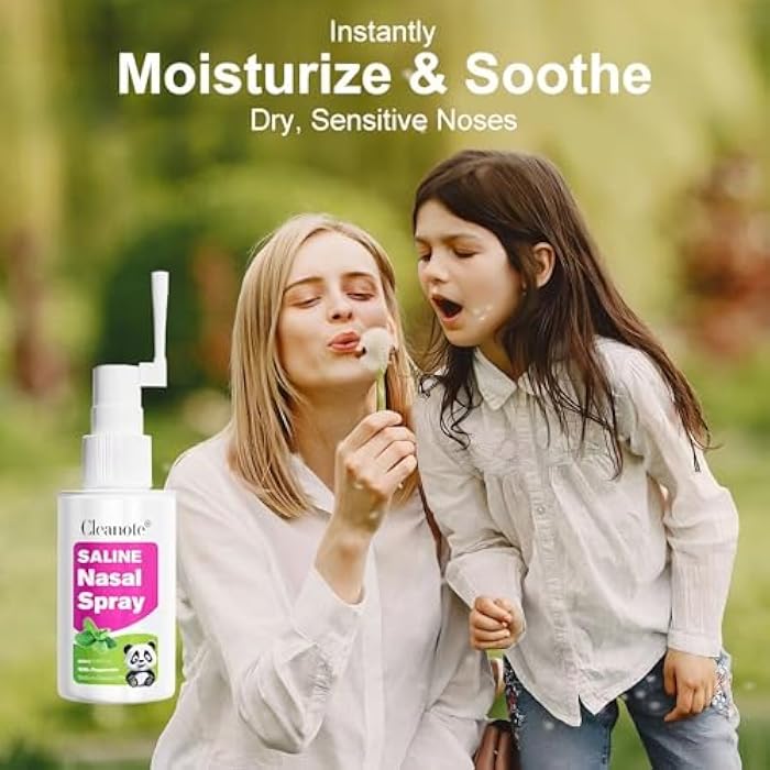 Cleanote Saline Nasal Spray with Natural Mint. Daily Use/Congestion, 100 mL | Moisturizing Nose Spray for Dry Nose & Congestion Relief – Gentle, Drug-Free Isotonic Saline Solution. Original Packaging. - Image 2