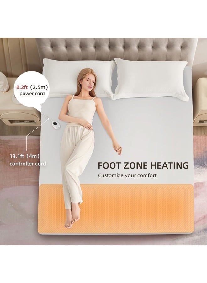 Bwarm Waterproof Heated Mattress Pad, ETL Certified Bed Warmer with 9 Heat Settings, 1-12 Hours Auto Off Deep Pocket, Machine Washable, White Foot Queen - Image 3