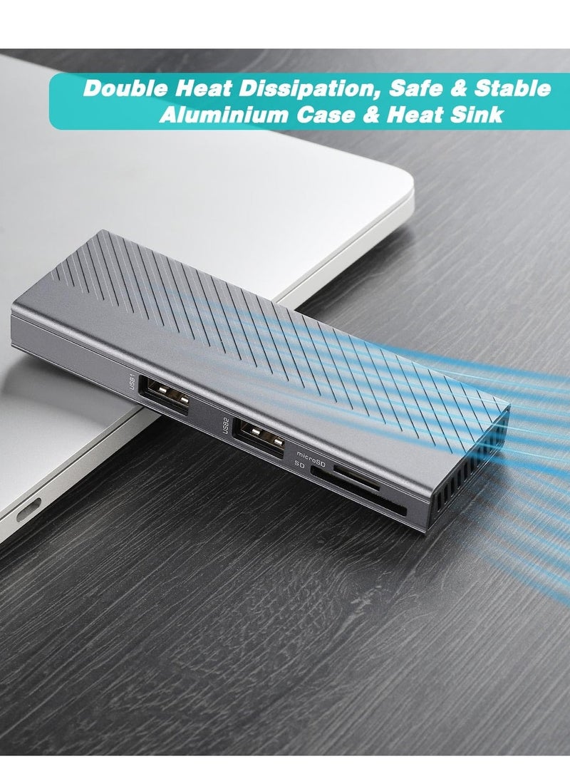 حاوية NVMe، حاوية FARBOKO M.2 قابلة لل USB3.2/ USB3.1 Gen2 10Gbps مع 2 منفذ USB2.0 وقارئ بطاقة SD/TF لـ M.2 NVMe/SATA SSD في 2242/2260/2280 - Image 5