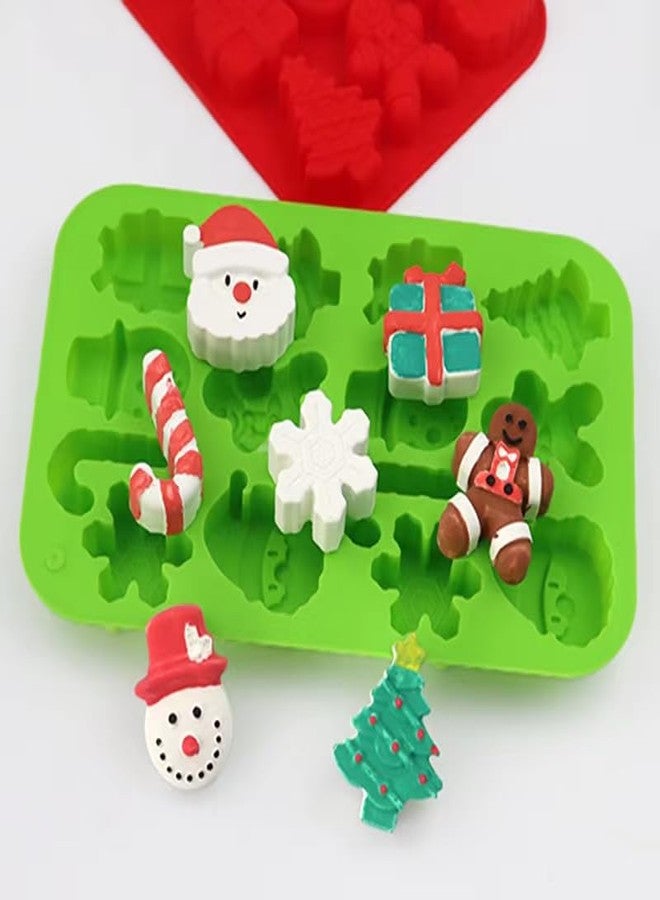 Bamutu Christmas Theme Silicone Mold 2PCS-14Cavitives Gingerbread Man Candy Cane Snowman Christmas Tree Snowflake Santa Clause Presents Chocolate Silicone Molds for Candy Soap Jelly Ice Cube Tray - Image 3