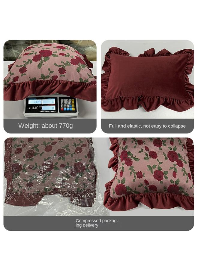 Bluejw European-style Retro Pastoral Night Rose Ruffled Living Room Sofa Cushion Flower Pillow Light Luxury High-grade Bedside Pillow - Image 3