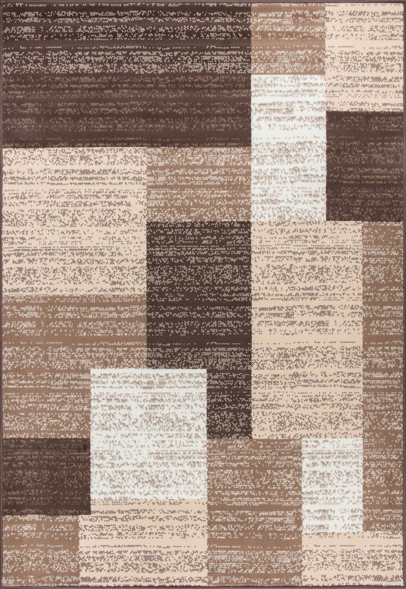 Rugshop Modern Geometric Distressed Boxes Area Rug, Fade-Resistant Carpet for Living Room, Bedroom, or Home Office, Brown, 5' x 7' - Image 2
