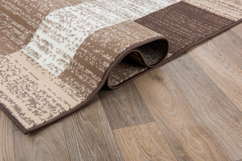 Rugshop Modern Geometric Distressed Boxes Area Rug, Fade-Resistant Carpet for Living Room, Bedroom, or Home Office, Brown, 5' x 7' - Image 4