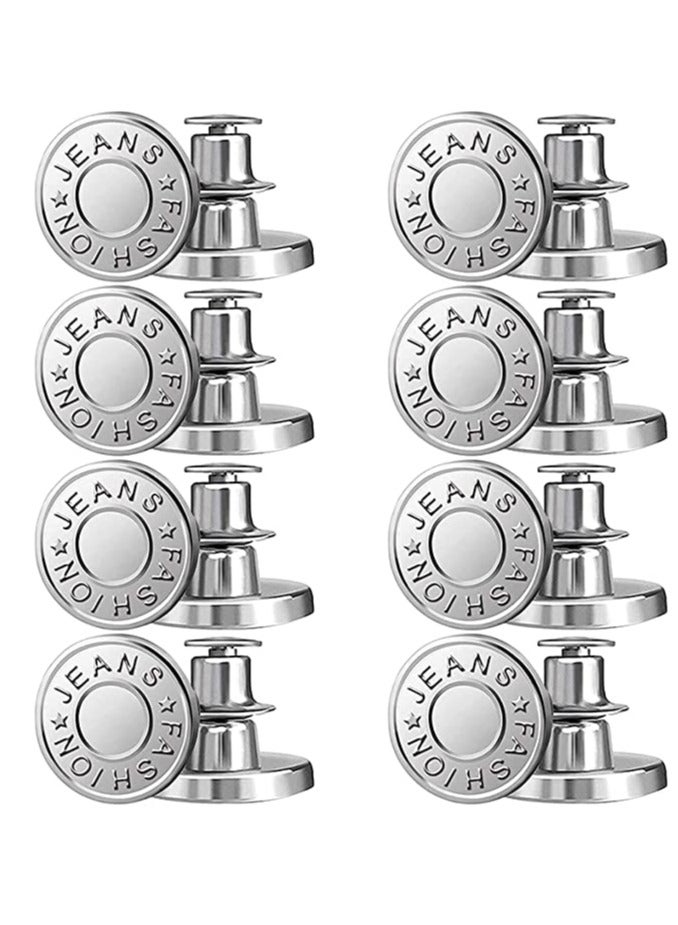 Button Pins For Jeans 8 Sets No Sew Replacement Jean Pins17Mm Metal Snaps Press Studs Detachable Reusable - Image 1