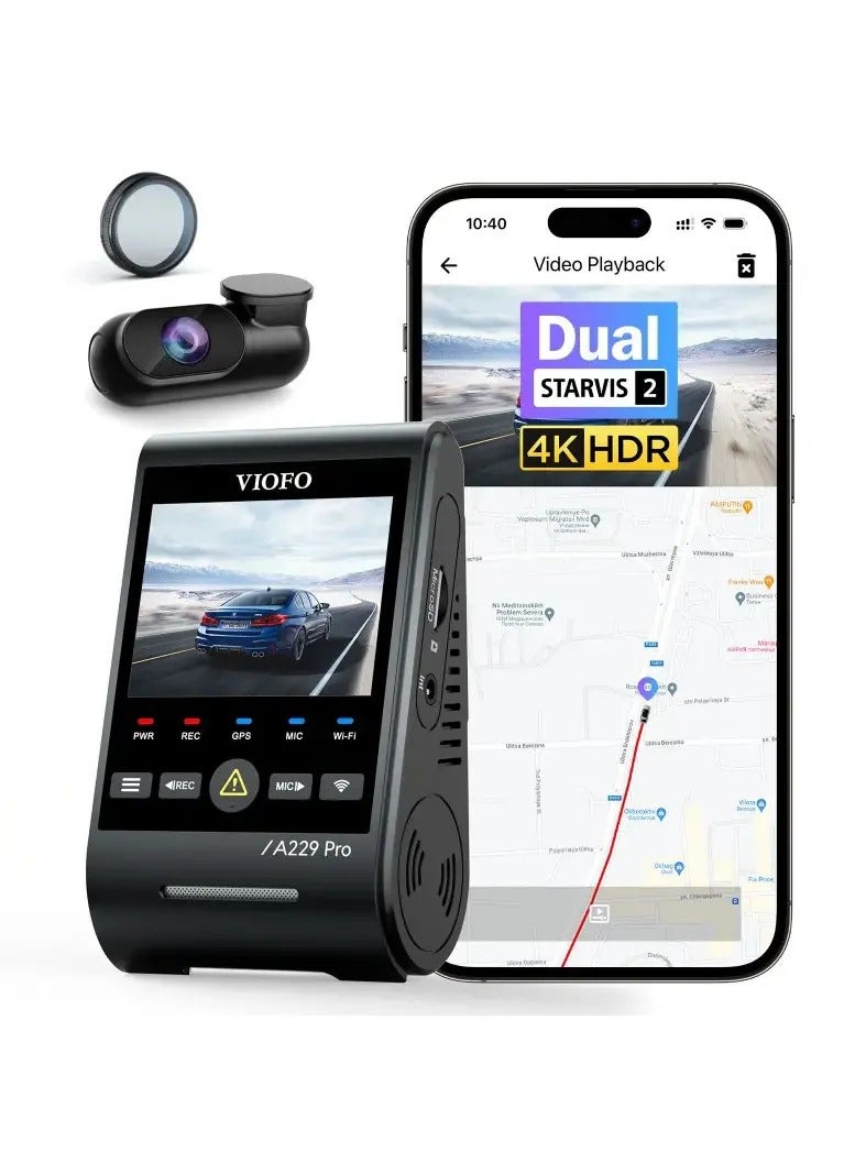 Viofo Front & Rear (4K+2K) 2.4'' HD Screen - Sony's latest STARVIS 2 Dash Cam with Voice Control | VIOFO A229 PRO 2CH - Image 1