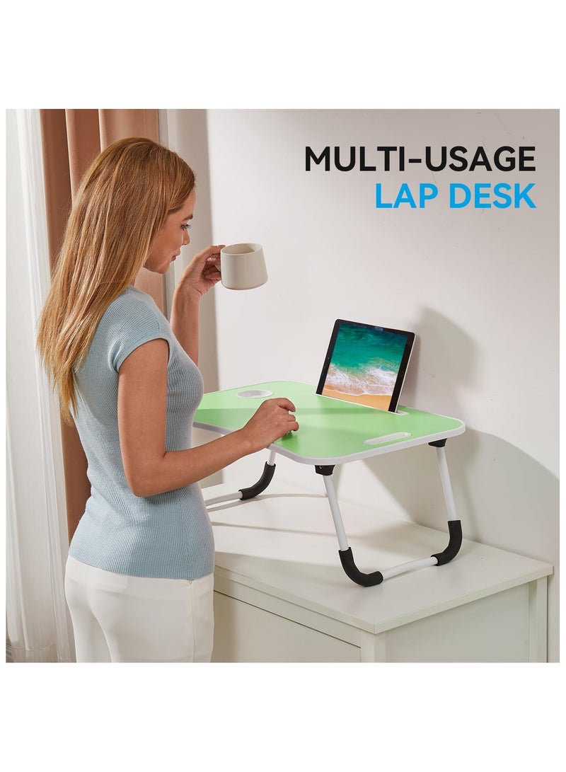 BJM Portable Folding Laptop Desk for Bed，With iPad and Cup Holder Adjustable Lap Tray Notebook Stand， Foldable Non-Slip Legs Reading Table Tray for working，studying，camping - Image 4