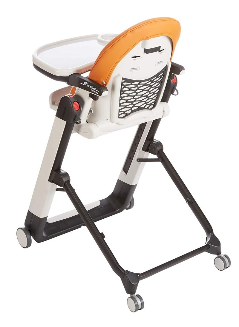 Peg Perego Siesta – Multifunctional Compact Folding High Chair – From Birth To Toddler – Recliner And High Chair – Made In Italy – Arancia (Orange)  - Image 2