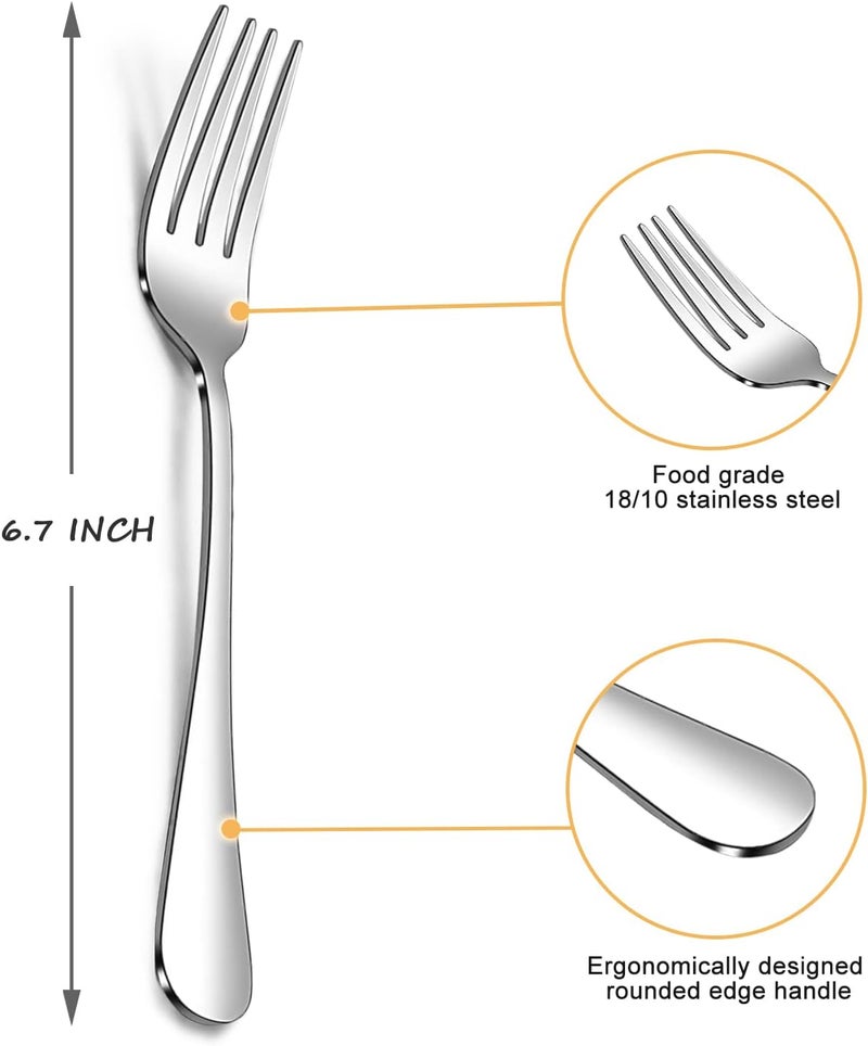 SANTUO Dessert Forks Set - 8-piece Stainless Steel Salad Forks Cream Fork Flatware Set Reusable for Household Use or Camping - Silver 6.7 Inches - Image 2