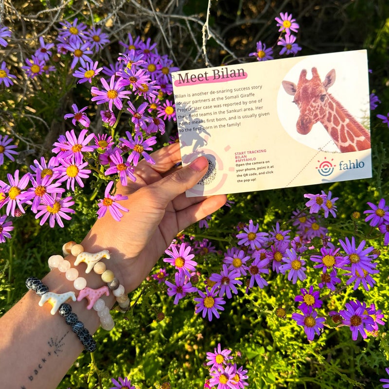 Fahlo Giraffe Tracking Bracelet â€“ Track a Real Giraffeâ€™s Journey â€“ Supports Wildlife Conservation â€“ Elastic, One Size Fits Most â€“ on Interactive Mobile App Map â€“ Unisex Conservation Gift (Kenya Orchid Pink) - Image 3