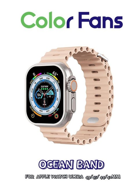 Apple Watch Ultra Ocean Band 49mm 45mm 44mm 42mm for Men Women, Soft Silicone Sport Band Replacement Strap for Apple Watch Ultra iWatch Series 8 7 SE 6 5 4 3 2 1 Milk Tea