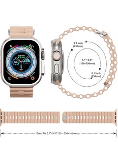 Color Fans Apple Watch Ultra Ocean Band 49mm 45mm 44mm 42mm for Men Women, Soft Silicone Sport Band Replacement Strap for Apple Watch Ultra iWatch Series 8 7 SE 6 5 4 3 2 1 Milk Tea  - Image 3