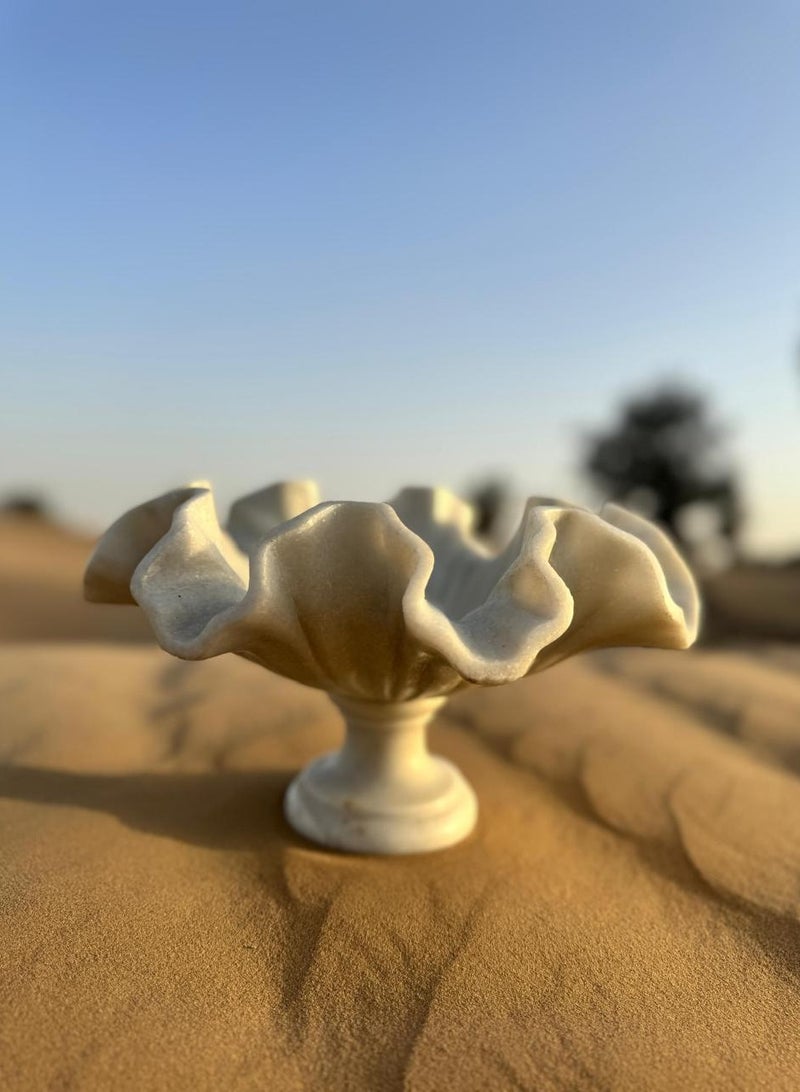 تحفة لوكس آفيا، قطعة مركزية زخرفية من الرخام المنحوت مع قاعدة - منحوتة رخامية بيضاء مصنوعة يدويًا لديكور المنزل والطاولة، كبيرة - Image 2