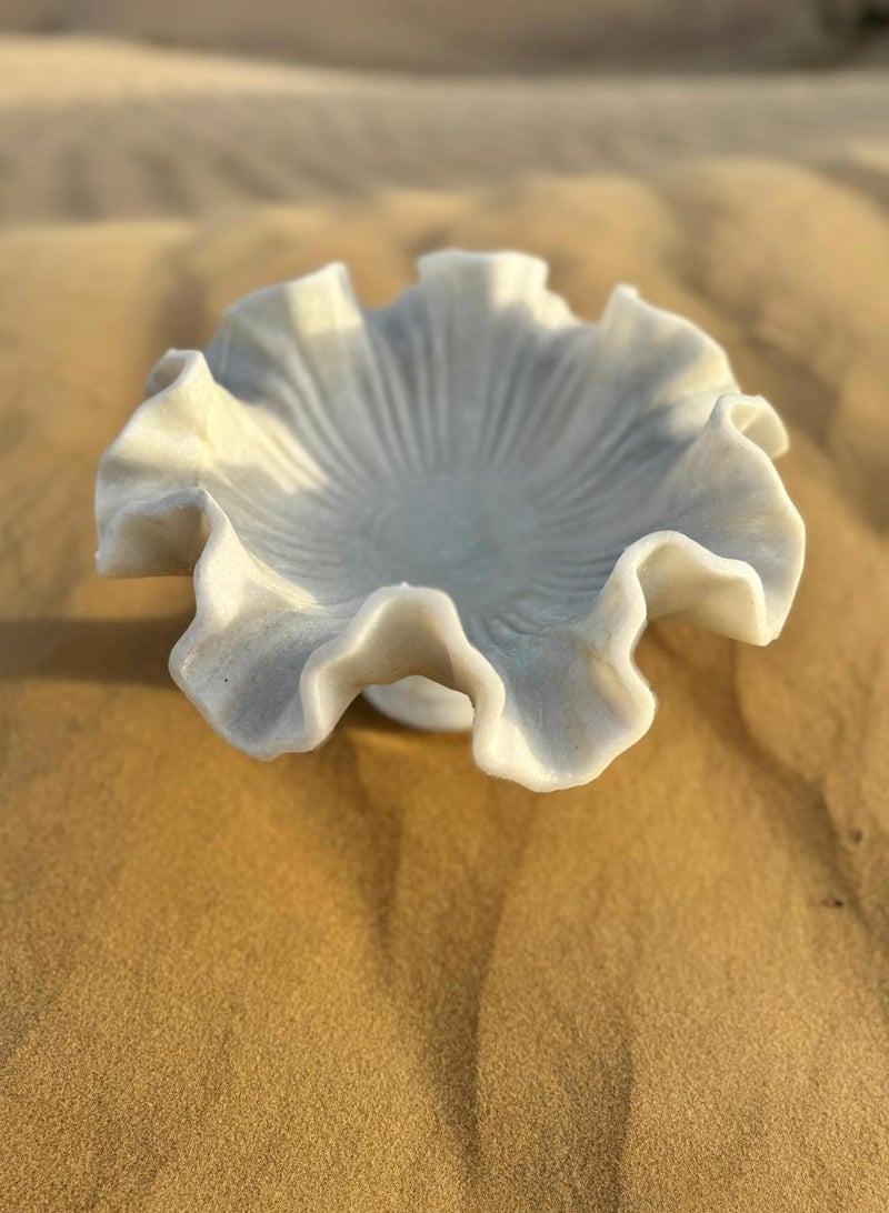 تحفة لوكس آفيا، قطعة مركزية زخرفية من الرخام المنحوت مع قاعدة - منحوتة رخامية بيضاء مصنوعة يدويًا لديكور المنزل والطاولة، كبيرة - Image 3