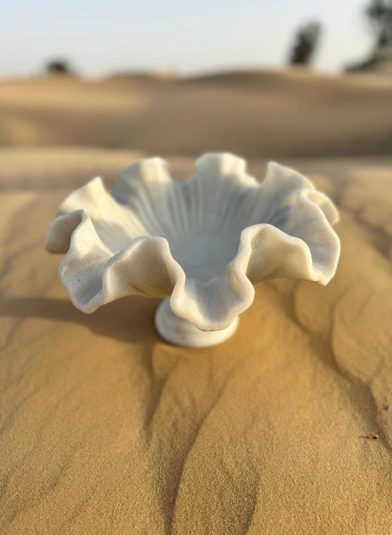 تحفة لوكس آفيا، قطعة مركزية زخرفية من الرخام المنحوت مع قاعدة - منحوتة رخامية بيضاء مصنوعة يدويًا لديكور المنزل والطاولة، كبيرة - Image 1