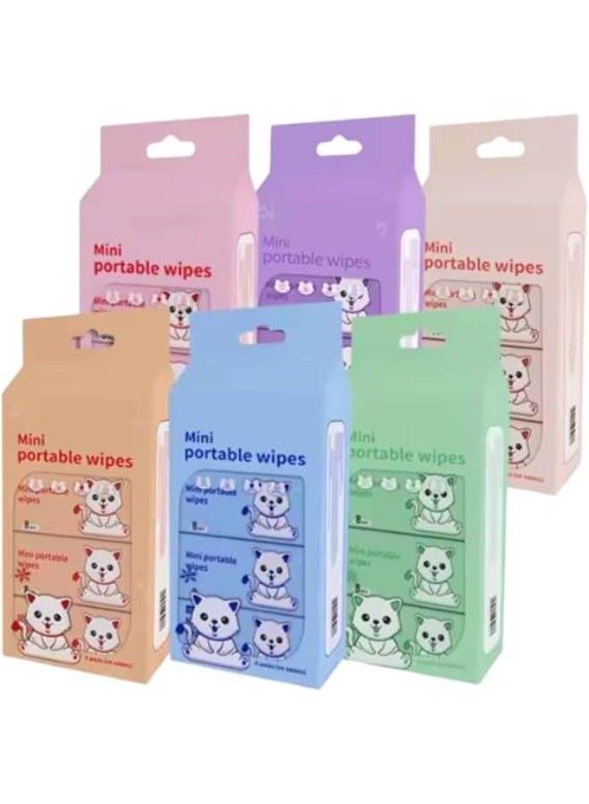 Generic Pack of 8 Soft Cleaning Mini Portable Wet Wipes, No Flavor, No Chemicals, Ultra Small Cartoon Wipes for, and Utensils, Compact for Travel, School, Kitchen, and Home - Image 1