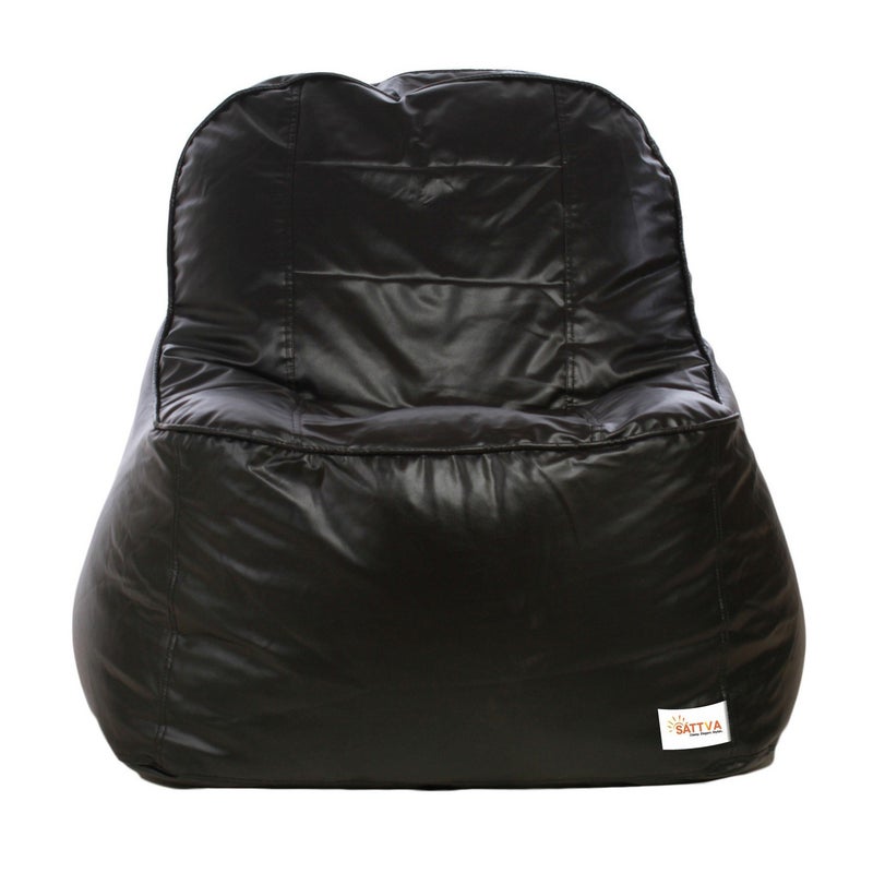 SATTVA Classy.Elegant.Stylish Sattva Combo Rester Bean Bag Cover and Round Footstool Cover Without Beans Black  - Image 2