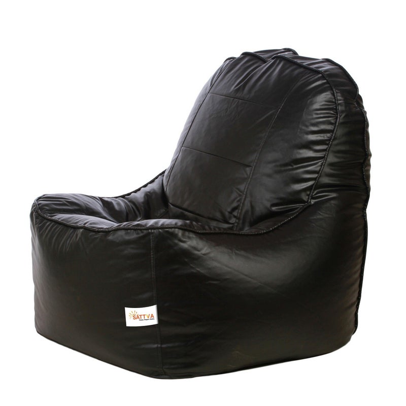 SATTVA Classy.Elegant.Stylish Sattva Combo Rester Bean Bag Cover and Round Footstool Cover Without Beans Black  - Image 4