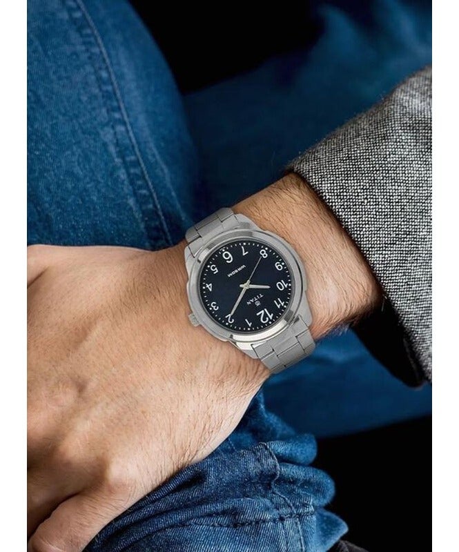 Titan Analog Blue Dial Stainless Steel Strap watch for Men 1585sm05 - Image 5