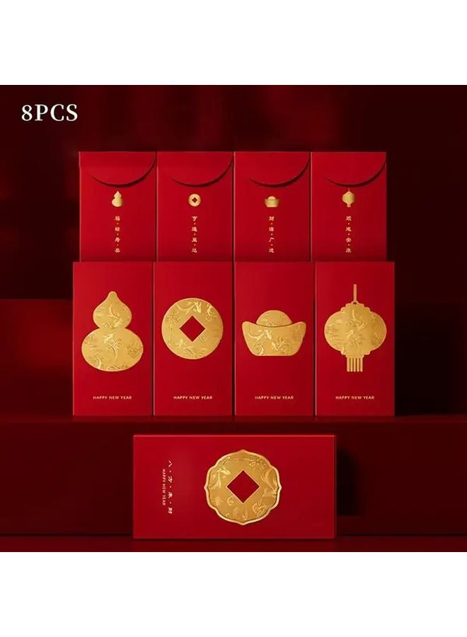 2025 كيس النقود الأحمر لعيد الربيع بأسلوب كوي السمك الذهبي مع نقش رويي التقليدي على ورق الذهب - Image 5