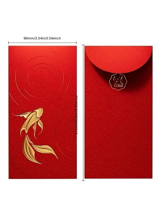 2025 كيس النقود الأحمر لعيد الربيع بأسلوب كوي السمك الذهبي مع نقش رويي التقليدي على ورق الذهب - Image 4