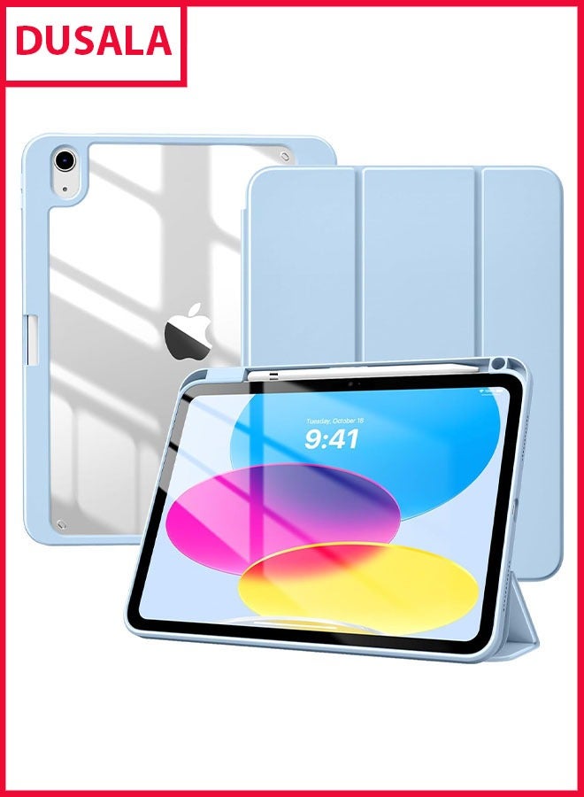 DUSALA Case for iPad (A16) 11th Generation 11 Inch 2025, iPad 10th Generation Case 10.9 Inch 2022 with Pencil Holder,Slim Protective Cover with Clear Back Shell,Auto Wake/Sleep, (Blue) - Image 1