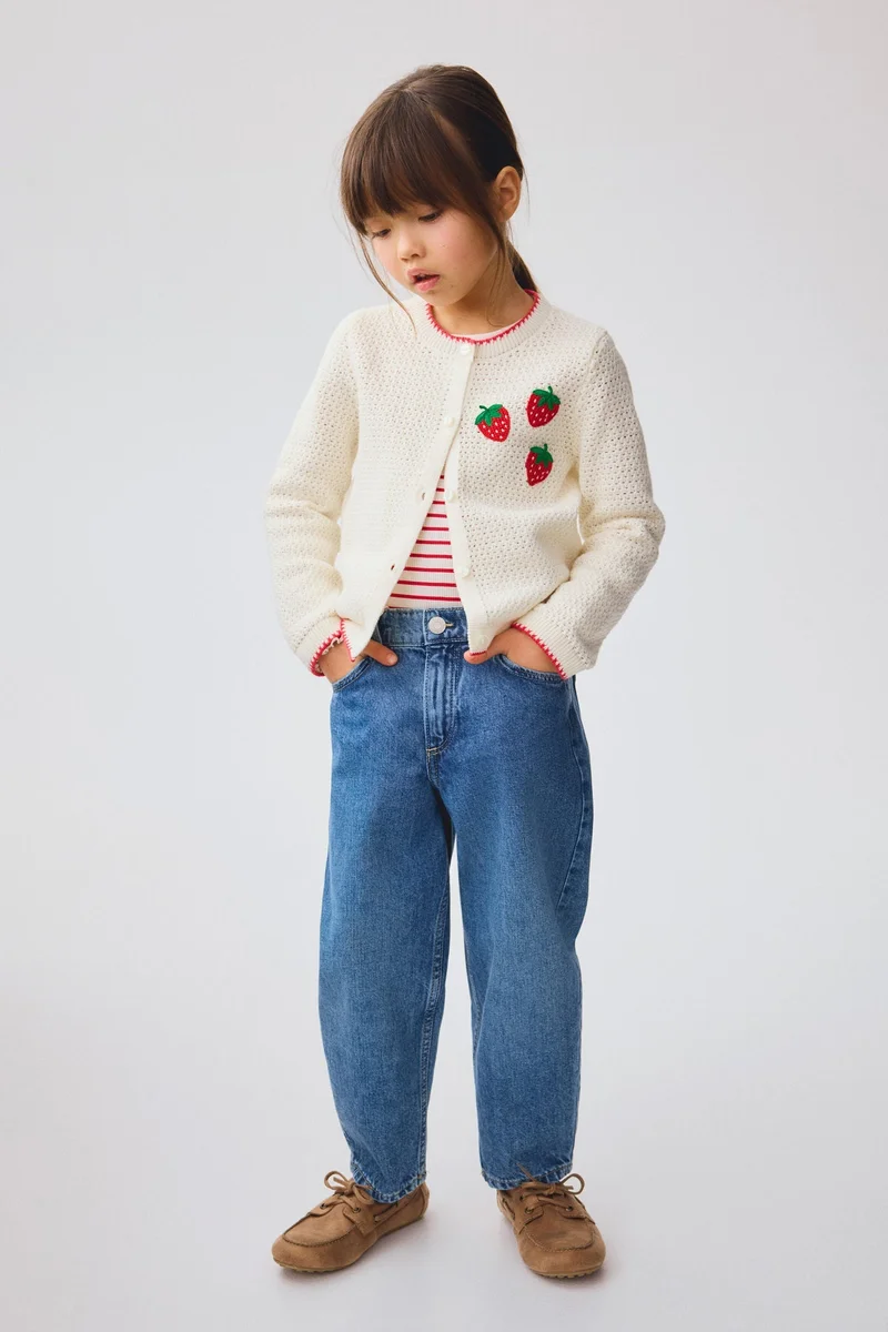 H&M Embroidered hole-knit cardigan