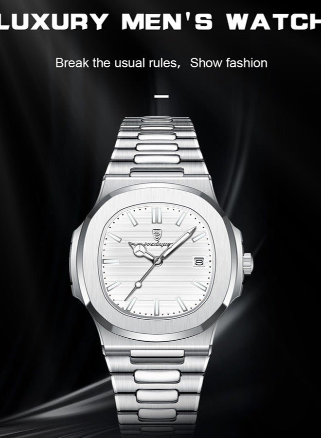 POEDAGAR ساعات للرجال ساعة كوارتز من الفولاذ المقاوم للصدأ مقاومة للماء ساعة تناظرية - Image 4