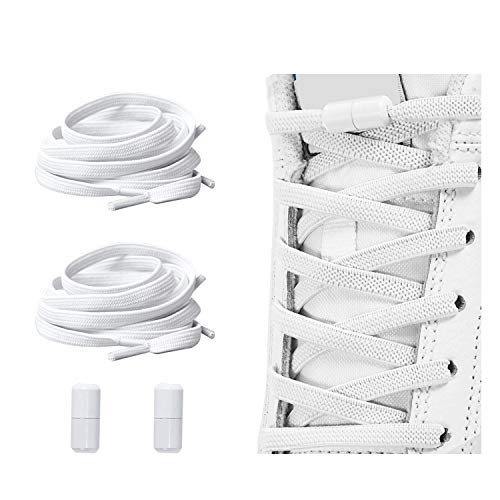Alegrianan No Tie Shoelaces, Elastic Shoelaces for Adults/Kids，Elastic No Tie Shoe Laces White - Image 1