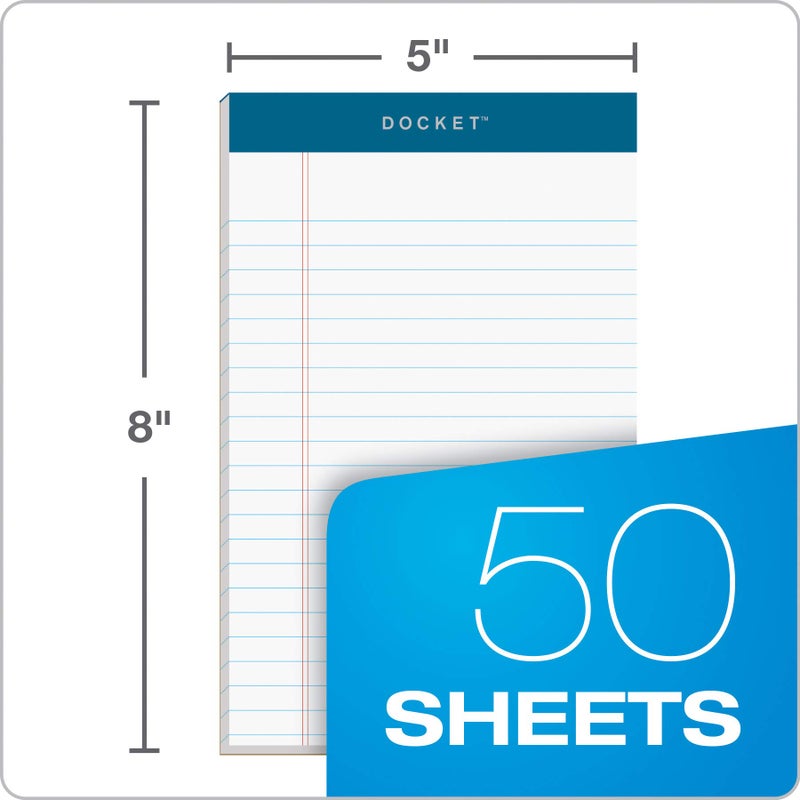 TOPS Docket Writing Tablet, 5 x 8 Inches, Perforated, White, Narrow Rule, 50 Sheets per Pad, 6 Pads per Pack (63366) - Image 3