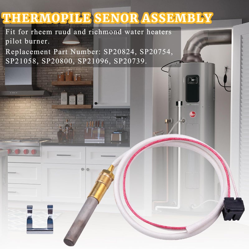 XDDPRO 750mv Thermopile Senor Assembly Replacement Fit for Rheem Ruud Richmond Water Heaters Pilot Burner Gas Water Heater Thermocouple Sensor Type Replace SP20824 SP20754 SP21058 SP20800 SP21096 SP20739 - Image 5